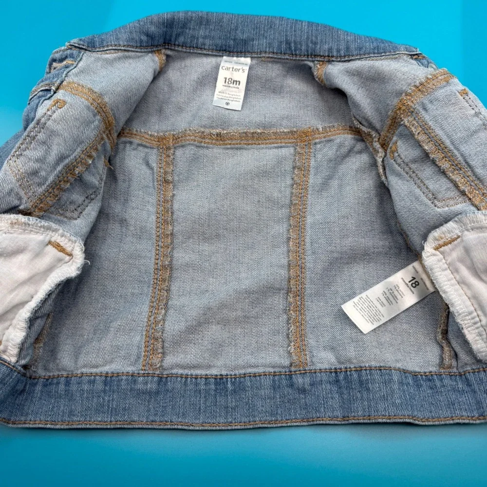 Carter's Denim Jacket Kids 18M Blue Excellent Button Front Trucker Jacket